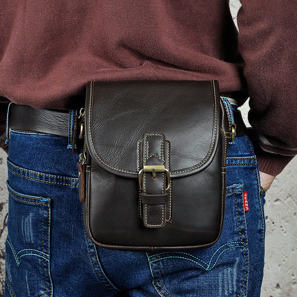 Cool Mens Leather Side Bag Belt Pouch Holster Belt Case Waist Pouch for Men - iwalletsmen