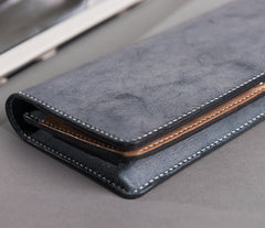 Handmade Leather Mens Clutch Wallet Cool Leather Wallet Long Phone Wallets for Men