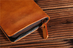 Handmade Leather Mens Clutch Wallet Cool Leather Wallet Long Phone Wallets for Men