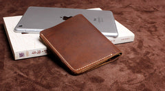 Handmade Leather Mens Cool Slim Leather Wallet Men Small Wallets Bifold for Men