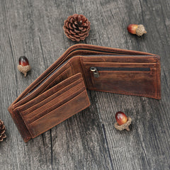 Handmade Leather Mens Cool Slim Leather Wallet Card Wallet Holders Men Small Wallets Trifold for Men