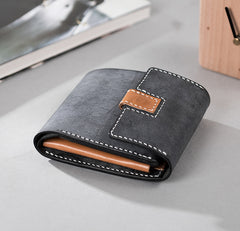 Handmade Leather Mens Cool Slim Leather Wallet Men Small Wallets Trifold for Men