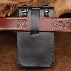 Cool Leather Mens Biker Cell Phone Holster Belt Pouch Side Bag Shoulder Bag for Men - iwalletsmen