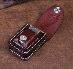 Cool Coffee Leather Mens Engraved Tiger Cigarette Holder Case lighter Holder for Men - iwalletsmen