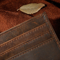 Handmade Leather Mens Cool Slim Leather Wallet Card Wallet Holders Men Small Wallets Bifold for Men