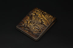 Handmade Leather Tooled Predator Mens billfold Wallet Cool Leather Wallet Slim Wallet for Men