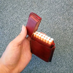 Handmade Leather Mens 14pcs Cigarette Holder Case Cool Custom Cigarette Case for Men - iwalletsmen