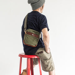 Canvas Leather Mens Cool Messenger Bag Sling Bag Chest Bag Bike Bag Cycling Bag for men