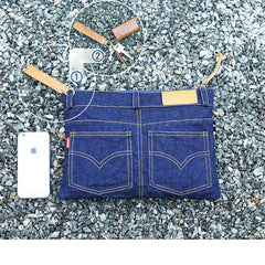Cool Blue Jean Mens Clutch Bag Wristlet Wallet Zipper Clutch Wallet For Men - iwalletsmen