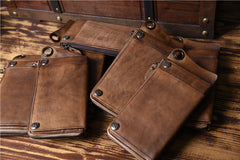 Handmade Mens Cool Long Leather Chain Wallet Cards Biker Trucker Wristlet Wallet - iwalletsmen