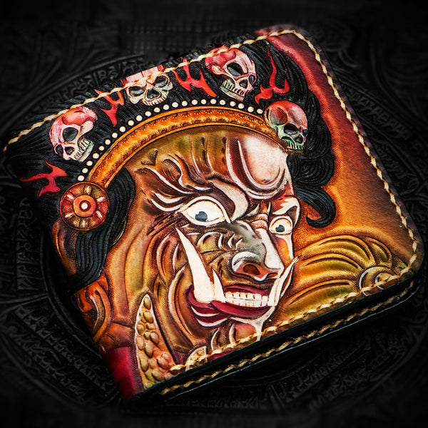 Handmade Leather Mah¨¡k¨¡la Tooled Mens billfold Wallet Cool Leather Wallet Slim Wallet for Men