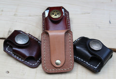 Cool Leather Zippo Lighter Pouches with Loop Biker Zippo lighter cases with Clip - iwalletsmen