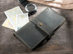 Handmade Leather Mens Clutch Wallet Cool Leather Wallet Long Phone Wallets for Men