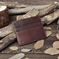 Handmade Leather Mens Cool Slim Leather Wallet Card Wallet Holders Men Small Wallets Bifold for Men