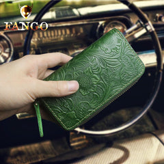 Handmade Leather Floral Mens Cool Car Key Wallet Coin Wallet Pouch Car KeyChain for Men