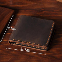 Handmade Leather Mens Cool Slim Leather Wallet Men Small Wallets Bifold for Men