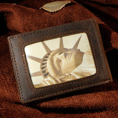 Handmade Leather Mens Cool Slim Leather Wallet Card Wallet Holders Men Small Wallets Bifold for Men
