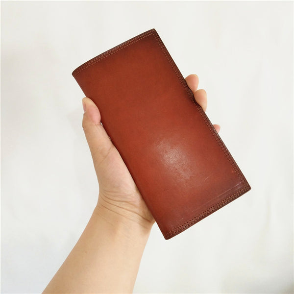 [On Sale] Handmade Vintage Mens Leather Long Wallets Bifold Long Wallet for Men - iwalletsmen