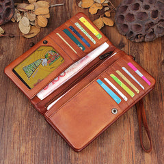 Handmade Mens Cool Long Leather Chain Wallet Cards Biker Trucker Wristlet Wallet - iwalletsmen