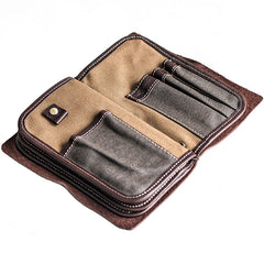 Handmade Leather Mens Cool Long Leather Wallet Bifold Bulky Clutch Wallet for Men
