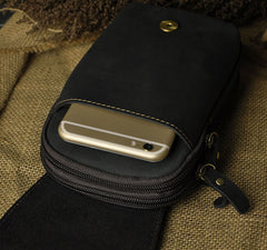Leather Belt Pouch Mens Waist Bag Small Case for Men