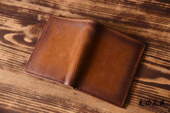 Handmade Mens Cool billfold Leather Wallet Men Small Slim Wallets Bifold for Men - iwalletsmen