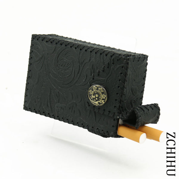 Cool Leather Mens Black Cigarette Holder Case Handmade Engraved Cigarette Holder for Men - iwalletsmen