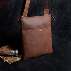 Handmade Leather Mens Cool Messenger Bag Square Bag Chest Bag Bike Bag Cycling Bag for men