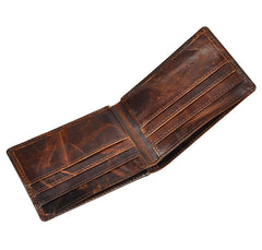 Handmade Leather Mens Cool Slim Leather Wallet Card Wallet Holders Men Small Wallets Bifold for Men