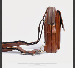 Genuine Leather Mens Cool Chest Bag Sling Bag Crossbody Bag Travel Bag Hiking Bag for men