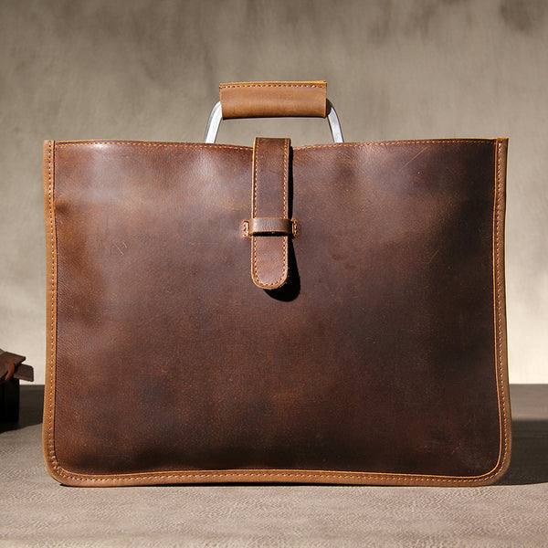 Genuine Leather Mens Vintage Cool Briefcase Work Bag Business Bag Laptop Bag for men