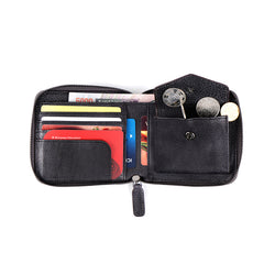 Handmade Mens Cool billfold Leather Wallet Men Small zipper Wallets Bifold for Men - iwalletsmen