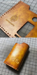 Handmade Leather Tooled Reindeer Brown Mens LA PETITE BOX Holder Cigarette Case for Men - iwalletsmen