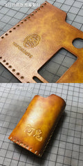 Handmade Leather Coffee Mens LA PETITE BOX Holder Cigarette Case for Men - iwalletsmen