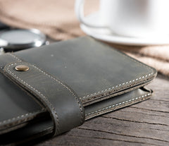 Handmade Leather Mens Clutch Wallet Cool Leather Wallet Long Phone Wallets for Men