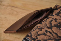 Handmade Mens Cool billfold Leather Wallet Men Small Card Slim Wallets Bifold for Men