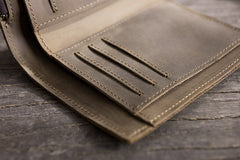 Handmade Leather Mens Cool Slim Leather Wallet Men Small Wallets Bifold for Men
