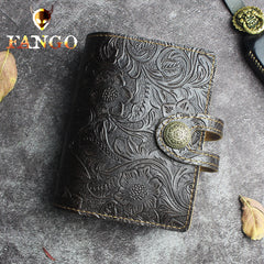 Handmade Leather Floral Mens Cool billfold Wallet Card Holder Small Card Slim Wallets for Men