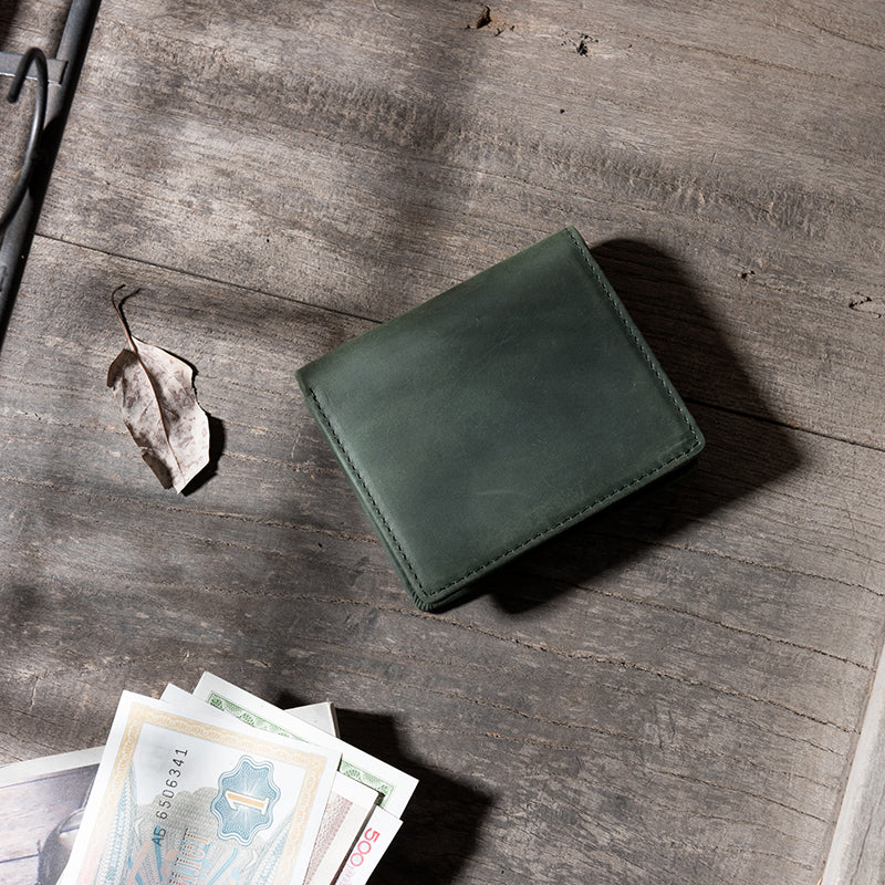 Handmade Leather Mens Cool Slim Leather Wallet Men Small Wallets Bifold for Men - iwalletsmen