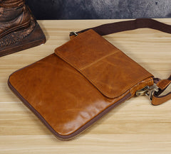 Genuine Leather Mens Cool Small Messenger Bag Square Bag Chest Bag Bike Bag Cycling Bag for men