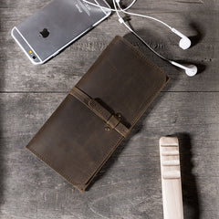 Handmade Leather Mens Clutch Wallet Cool Leather Wallet Long Phone Wallets for Men - iwalletsmen