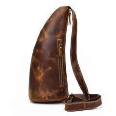 Cool Leather Sling Bag for Men Vintage Chest Bag Crossbody Sling Bags For Men - iwalletsmen