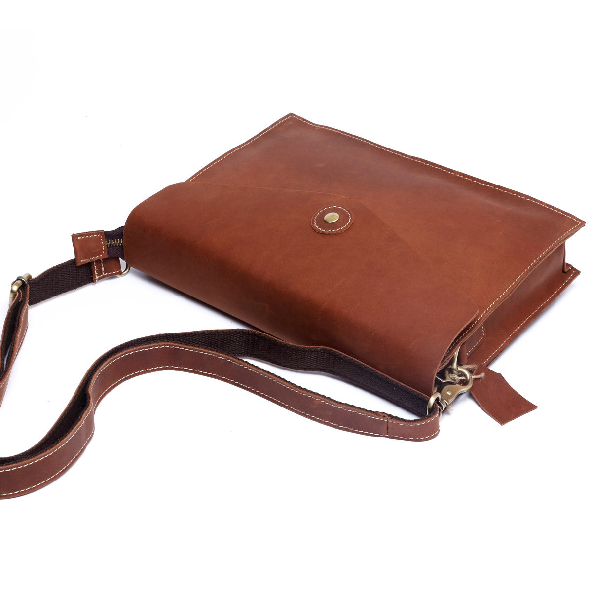 Genuine Leather Mens Cool Messenger Bag Clutch Bag Chest Bag Bike Bag Cycling Bag for men