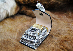 Cool Leather Mens Snake Cigarette Case Cigarette Holder Belt Pouch with Belt Loop for Men - iwalletsmen
