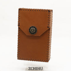 Handmade Leather Cigarette Holder Mens Brown Cool Cigarette Holder Case for Men - iwalletsmen