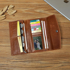 Cool Mens Leather Long Wallet for Men Long Trifold Brown Wallets - iwalletsmen