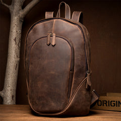 Brown Casual Mens Leather 15-inch Large Laptop Backpacks Brown Travel Backpacks School Backpacks for men - iwalletsmen