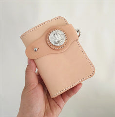 Handmade Mens Leather Small Biker Chain Wallet Cool billfold Biker Wallet with Chain - iwalletsmen