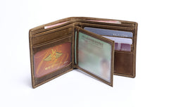 Genuine Leather Mens Cool Slim Leather Wallet Men Small Wallets Bifold for Men