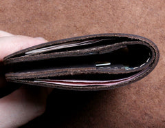 Handmade Leather Mens Cool Slim Leather Wallet Men Small Wallets Bifold for Men